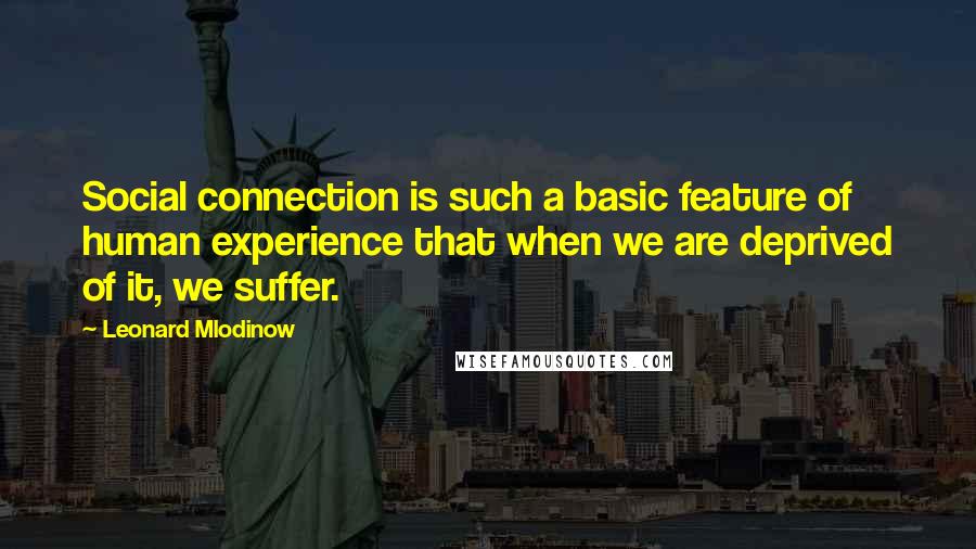 Leonard Mlodinow Quotes: Social connection is such a basic feature of human experience that when we are deprived of it, we suffer.