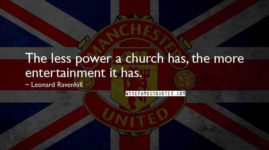 Leonard Ravenhill Quotes: The less power a church has, the more entertainment it has.