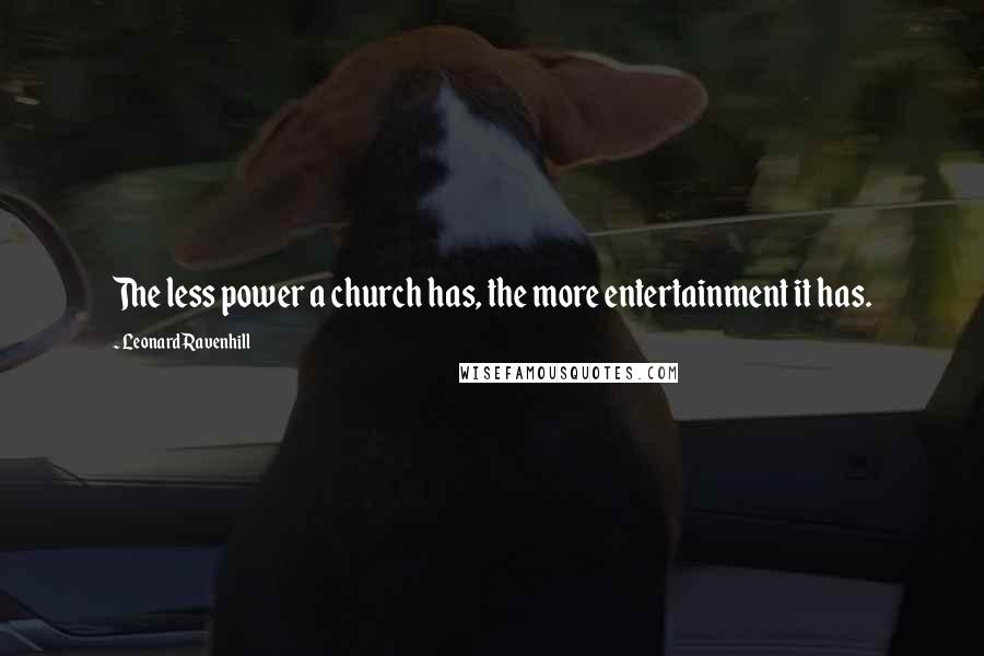 Leonard Ravenhill Quotes: The less power a church has, the more entertainment it has.