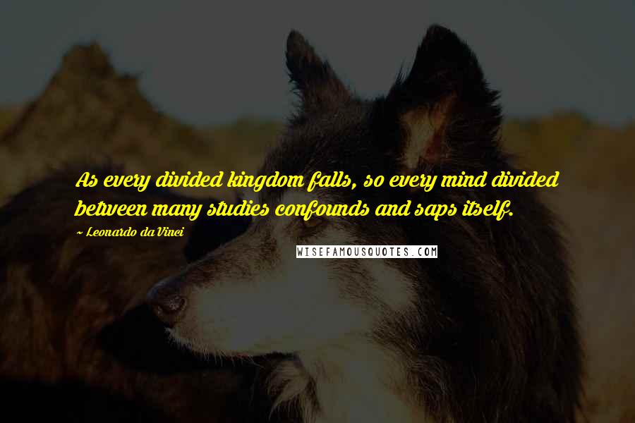 Leonardo Da Vinci Quotes: As every divided kingdom falls, so every mind divided between many studies confounds and saps itself.