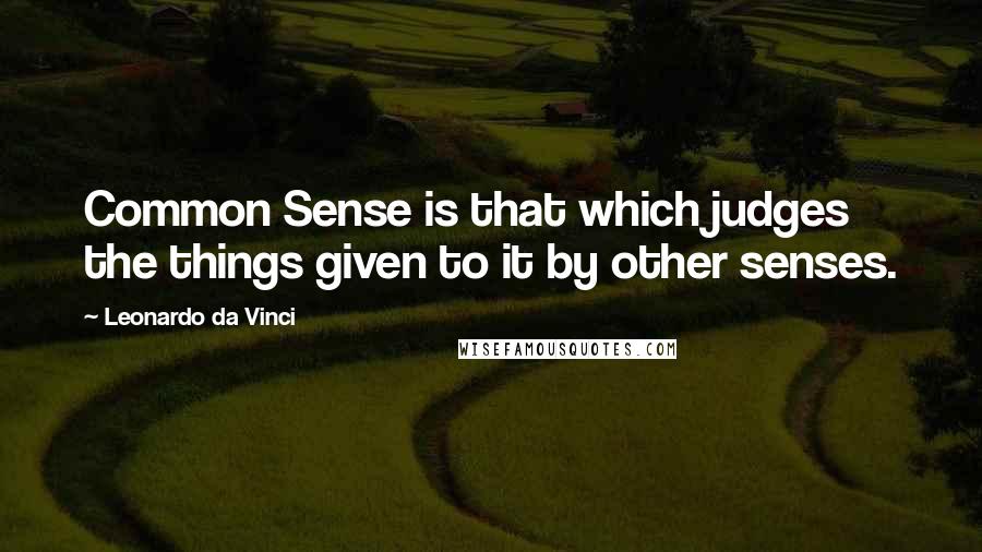 Leonardo Da Vinci Quotes: Common Sense is that which judges the things given to it by other senses.