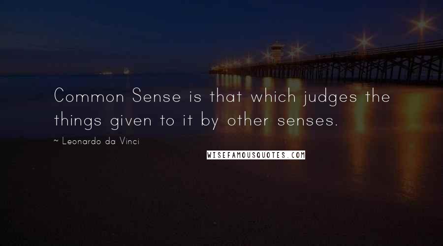 Leonardo Da Vinci Quotes: Common Sense is that which judges the things given to it by other senses.