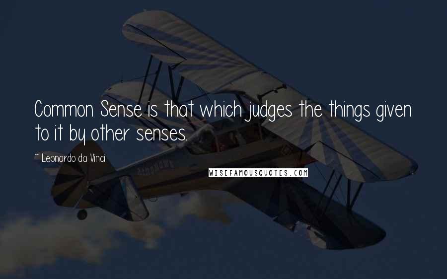 Leonardo Da Vinci Quotes: Common Sense is that which judges the things given to it by other senses.