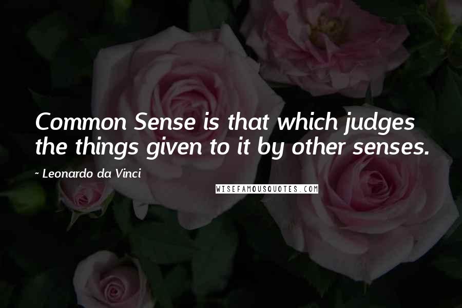 Leonardo Da Vinci Quotes: Common Sense is that which judges the things given to it by other senses.