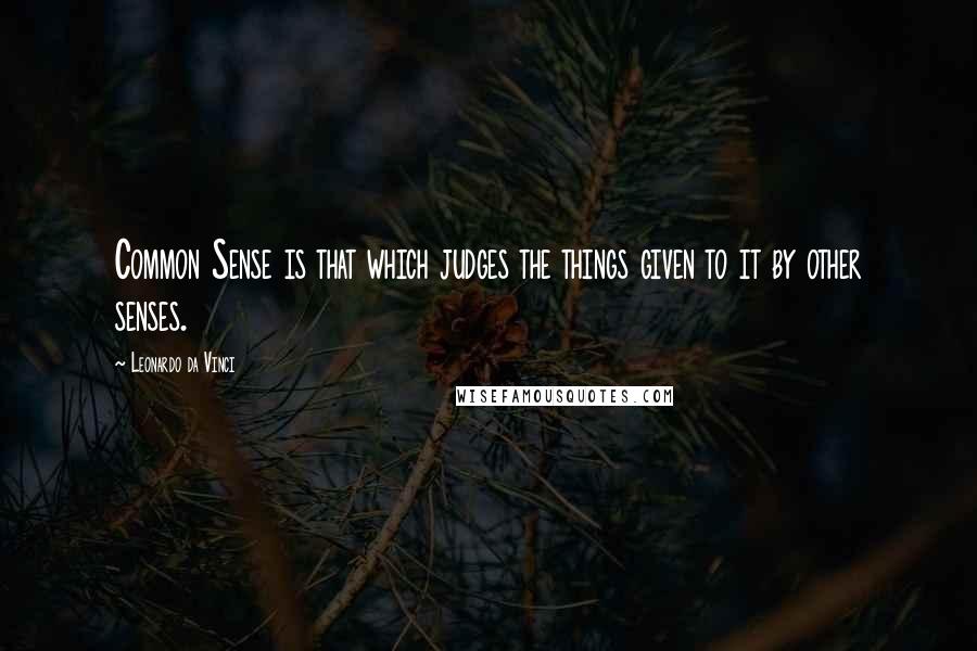 Leonardo Da Vinci Quotes: Common Sense is that which judges the things given to it by other senses.