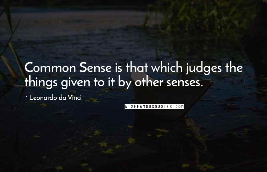 Leonardo Da Vinci Quotes: Common Sense is that which judges the things given to it by other senses.