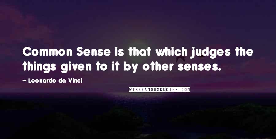 Leonardo Da Vinci Quotes: Common Sense is that which judges the things given to it by other senses.