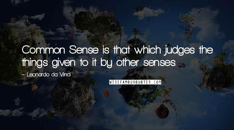 Leonardo Da Vinci Quotes: Common Sense is that which judges the things given to it by other senses.