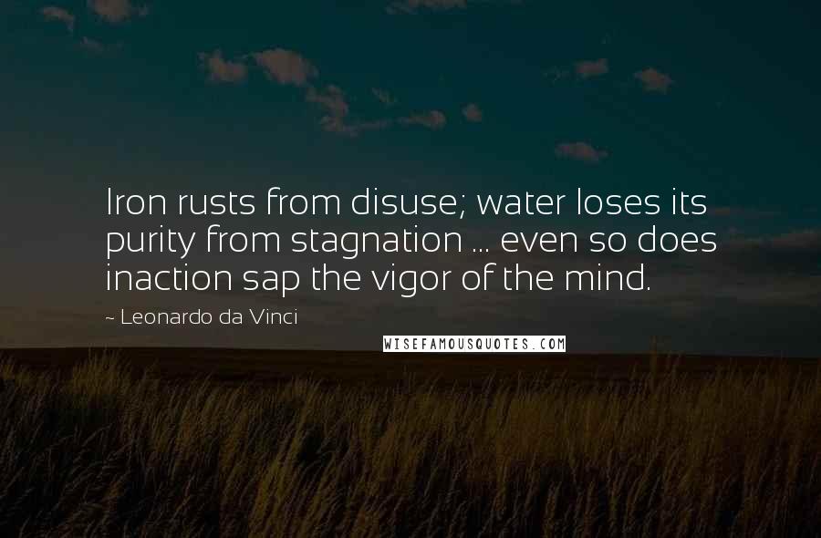 Leonardo Da Vinci Quotes: Iron rusts from disuse; water loses its purity from stagnation ... even so does inaction sap the vigor of the mind.