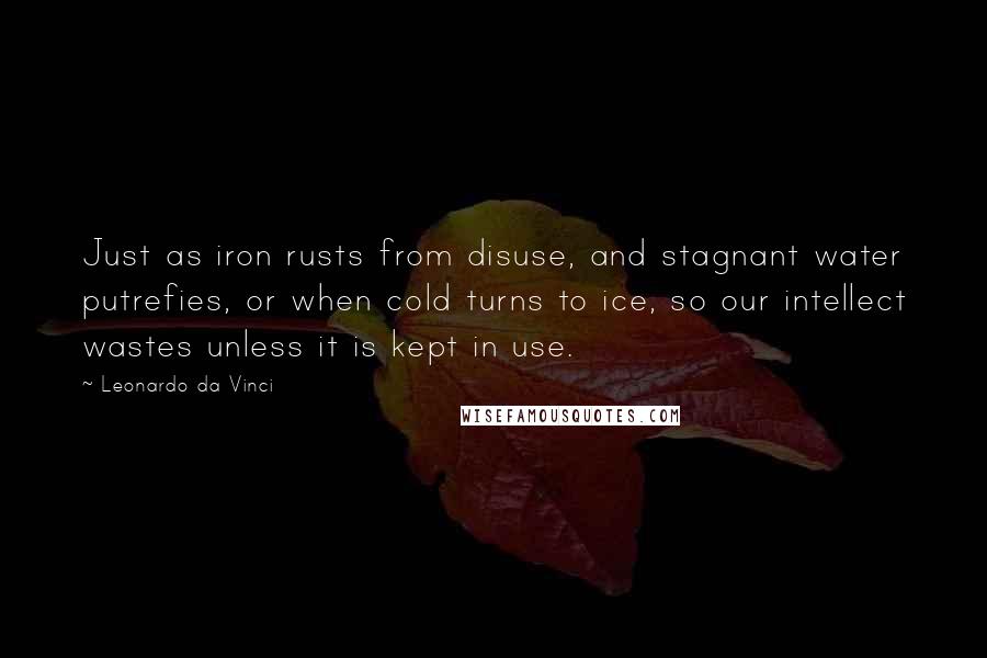 Leonardo Da Vinci Quotes: Just as iron rusts from disuse, and stagnant water putrefies, or when cold turns to ice, so our intellect wastes unless it is kept in use.