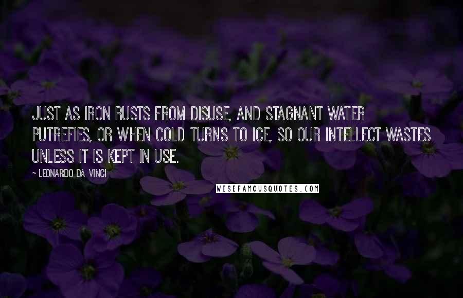 Leonardo Da Vinci Quotes: Just as iron rusts from disuse, and stagnant water putrefies, or when cold turns to ice, so our intellect wastes unless it is kept in use.
