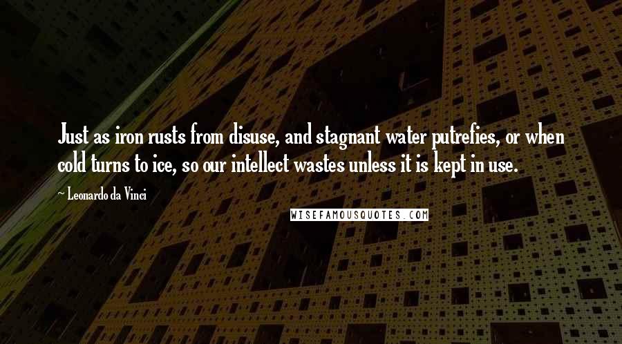 Leonardo Da Vinci Quotes: Just as iron rusts from disuse, and stagnant water putrefies, or when cold turns to ice, so our intellect wastes unless it is kept in use.