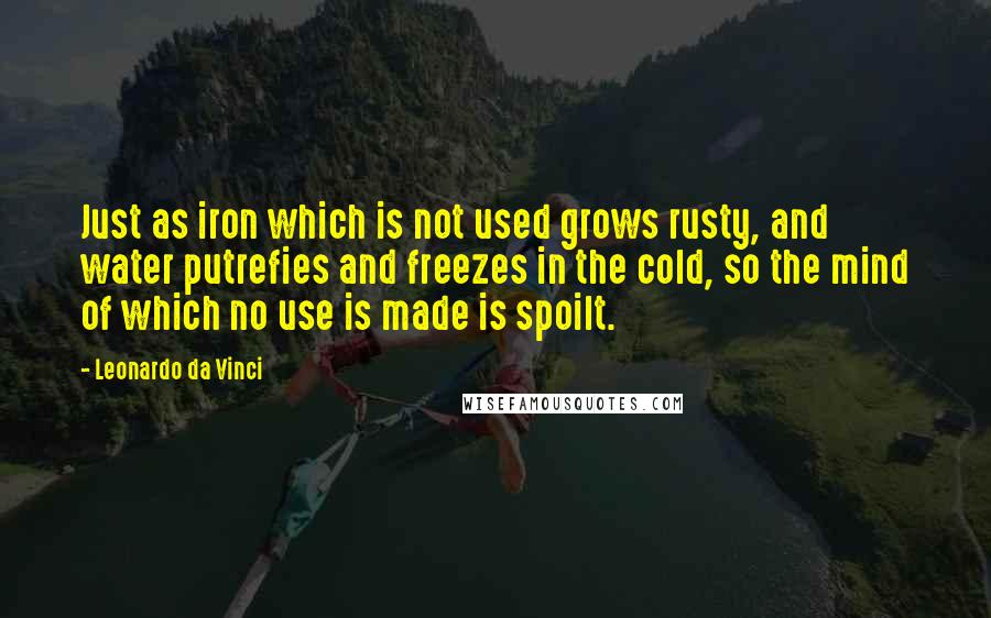 Leonardo Da Vinci Quotes: Just as iron which is not used grows rusty, and water putrefies and freezes in the cold, so the mind of which no use is made is spoilt.