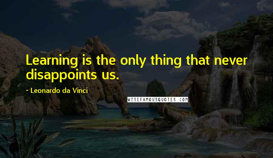 Leonardo Da Vinci Quotes: Learning is the only thing that never disappoints us.
