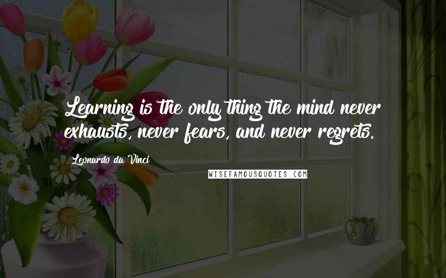Leonardo Da Vinci Quotes: Learning is the only thing the mind never exhausts, never fears, and never regrets.