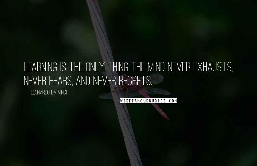 Leonardo Da Vinci Quotes: Learning is the only thing the mind never exhausts, never fears, and never regrets.