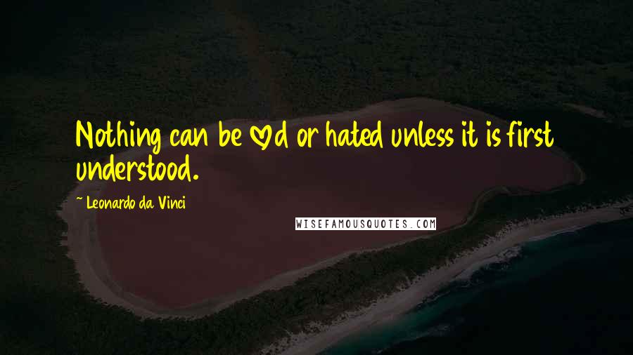 Leonardo Da Vinci Quotes: Nothing can be loved or hated unless it is first understood.