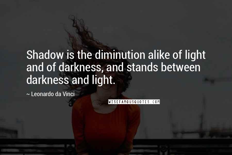Leonardo Da Vinci Quotes: Shadow is the diminution alike of light and of darkness, and stands between darkness and light.
