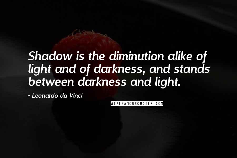 Leonardo Da Vinci Quotes: Shadow is the diminution alike of light and of darkness, and stands between darkness and light.