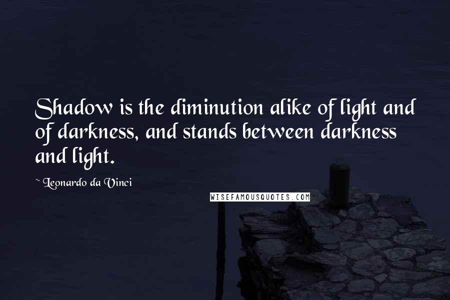 Leonardo Da Vinci Quotes: Shadow is the diminution alike of light and of darkness, and stands between darkness and light.