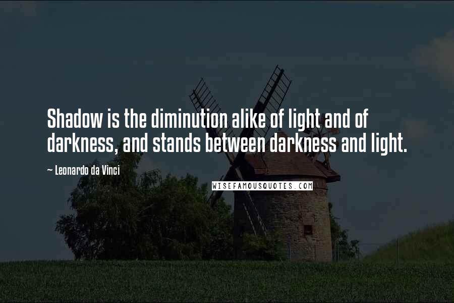 Leonardo Da Vinci Quotes: Shadow is the diminution alike of light and of darkness, and stands between darkness and light.