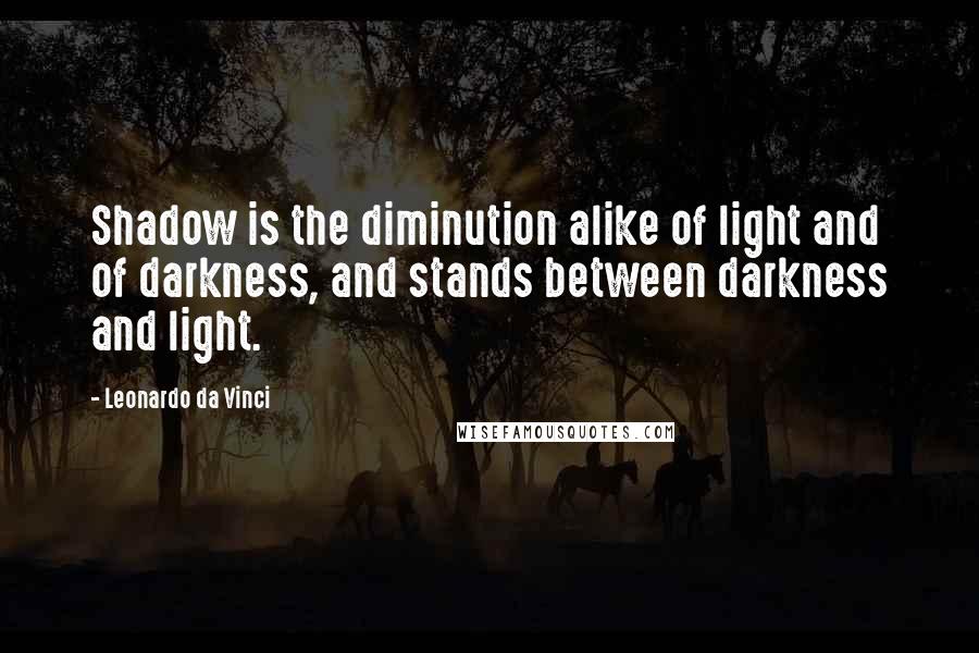 Leonardo Da Vinci Quotes: Shadow is the diminution alike of light and of darkness, and stands between darkness and light.