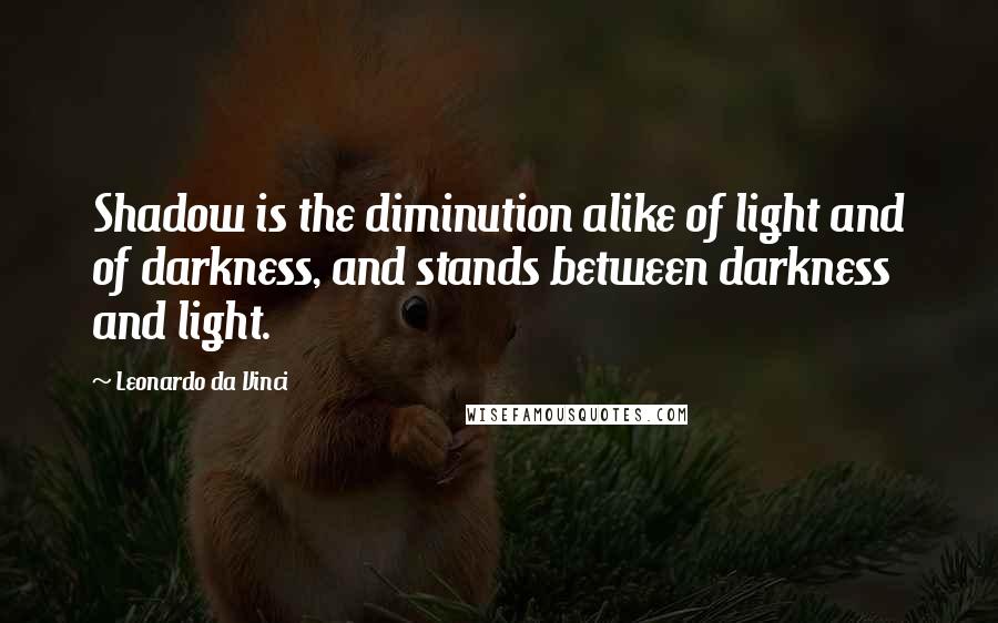Leonardo Da Vinci Quotes: Shadow is the diminution alike of light and of darkness, and stands between darkness and light.