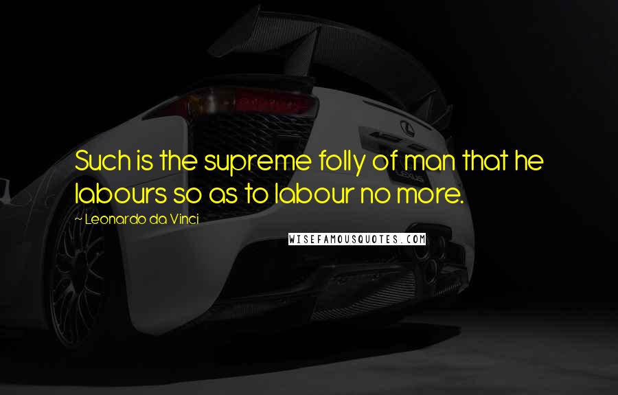 Leonardo Da Vinci Quotes: Such is the supreme folly of man that he labours so as to labour no more.