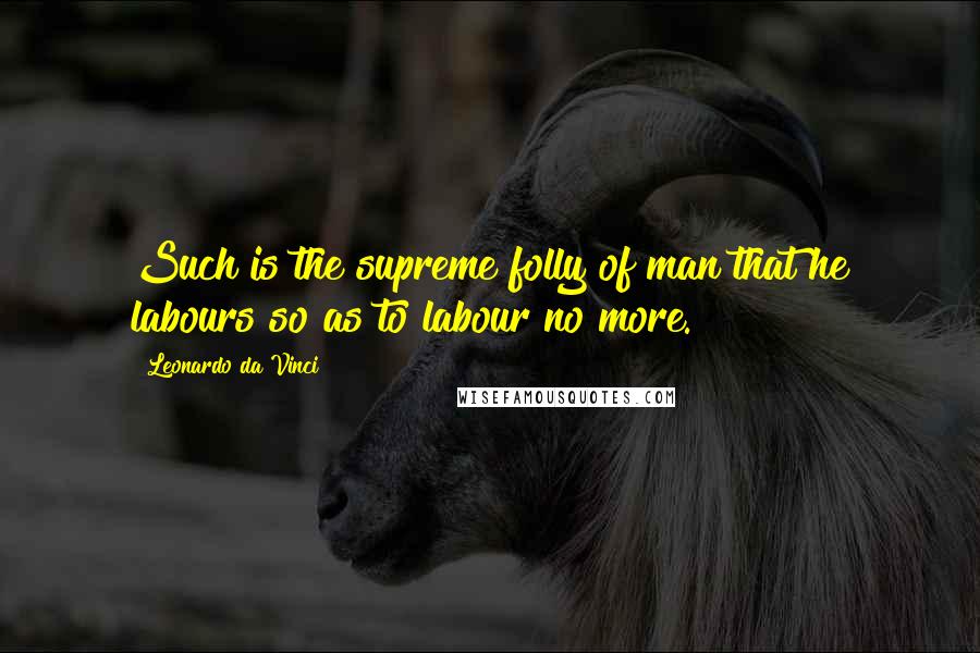 Leonardo Da Vinci Quotes: Such is the supreme folly of man that he labours so as to labour no more.