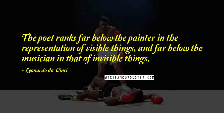 Leonardo Da Vinci Quotes: The poet ranks far below the painter in the representation of visible things, and far below the musician in that of invisible things.