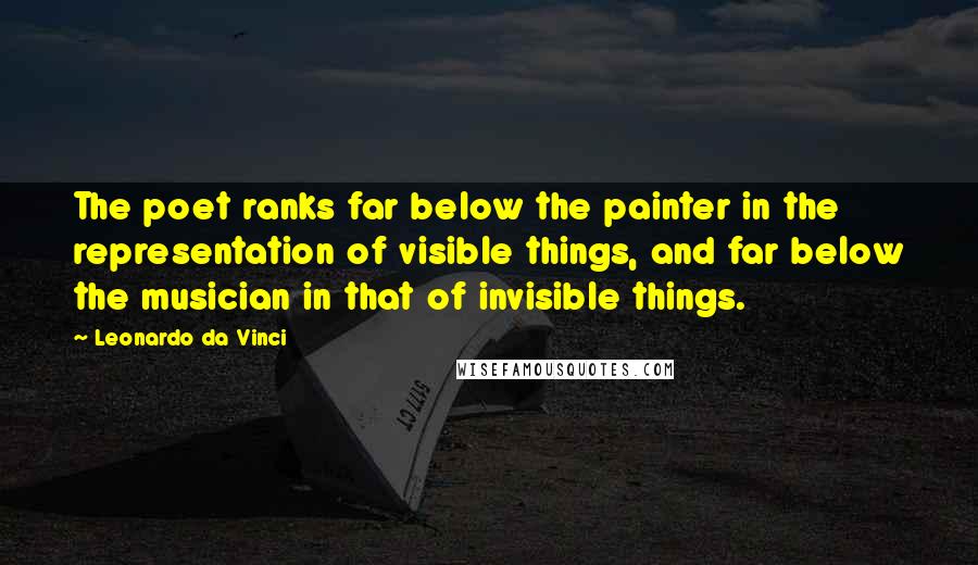 Leonardo Da Vinci Quotes: The poet ranks far below the painter in the representation of visible things, and far below the musician in that of invisible things.