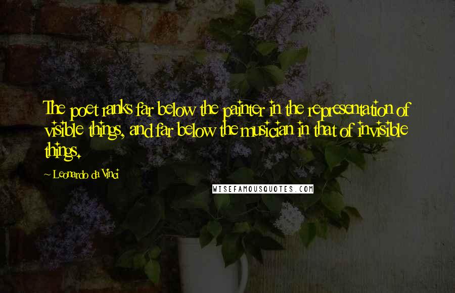 Leonardo Da Vinci Quotes: The poet ranks far below the painter in the representation of visible things, and far below the musician in that of invisible things.