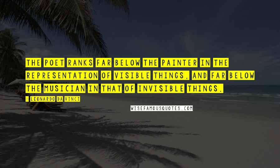 Leonardo Da Vinci Quotes: The poet ranks far below the painter in the representation of visible things, and far below the musician in that of invisible things.