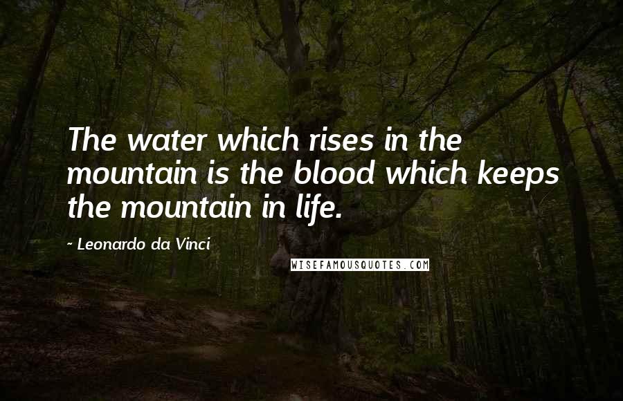 Leonardo Da Vinci Quotes: The water which rises in the mountain is the blood which keeps the mountain in life.
