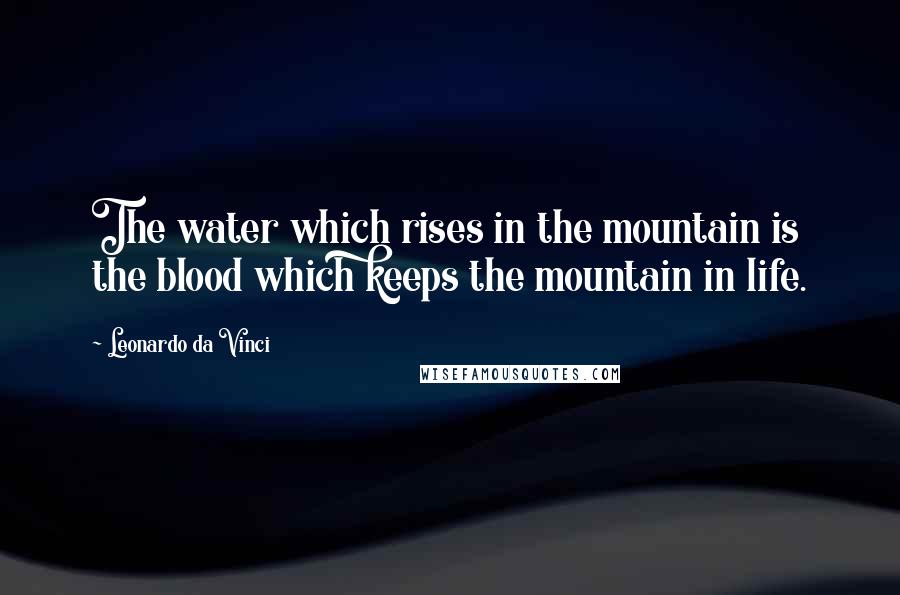 Leonardo Da Vinci Quotes: The water which rises in the mountain is the blood which keeps the mountain in life.