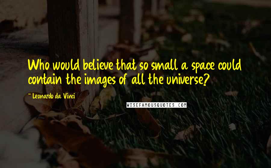 Leonardo Da Vinci Quotes: Who would believe that so small a space could contain the images of all the universe?