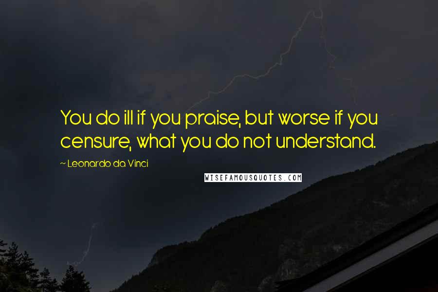 Leonardo Da Vinci Quotes: You do ill if you praise, but worse if you censure, what you do not understand.