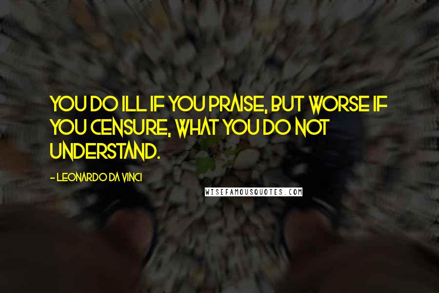 Leonardo Da Vinci Quotes: You do ill if you praise, but worse if you censure, what you do not understand.