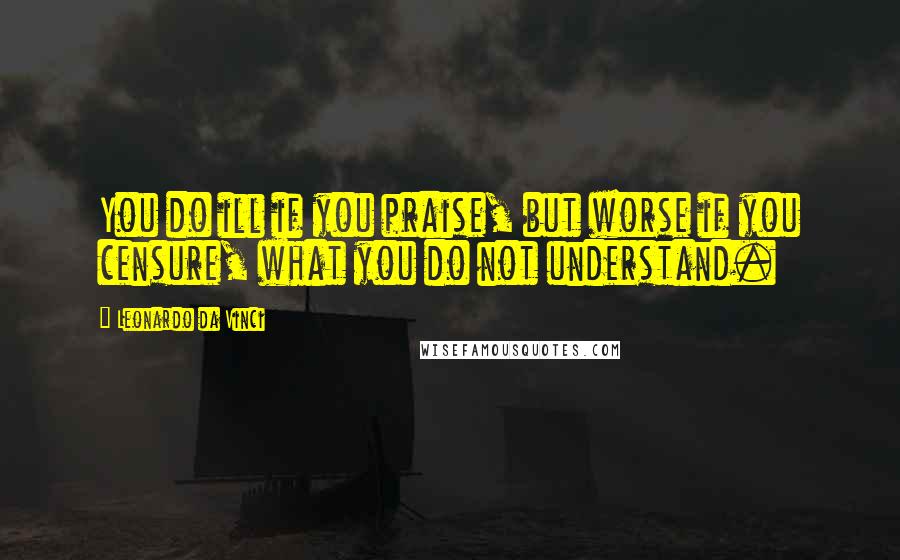 Leonardo Da Vinci Quotes: You do ill if you praise, but worse if you censure, what you do not understand.