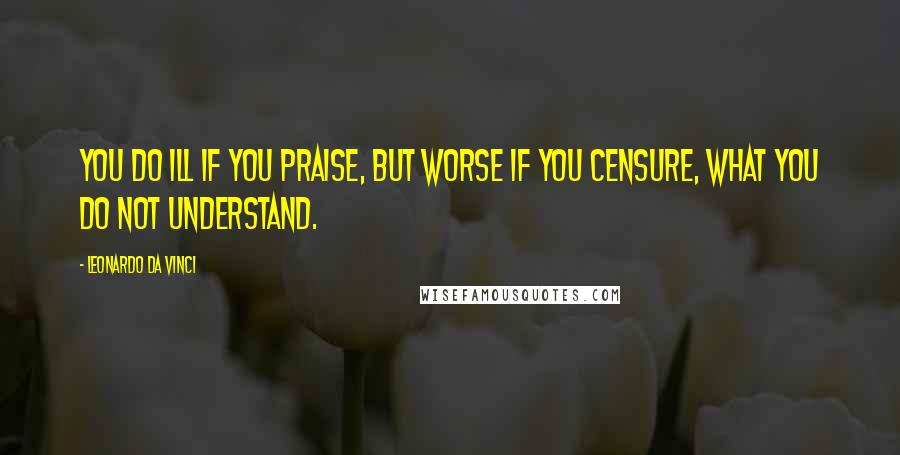 Leonardo Da Vinci Quotes: You do ill if you praise, but worse if you censure, what you do not understand.