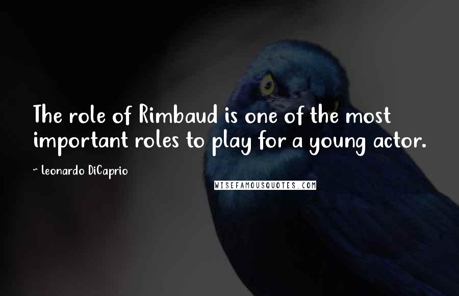 Leonardo DiCaprio Quotes: The role of Rimbaud is one of the most important roles to play for a young actor.