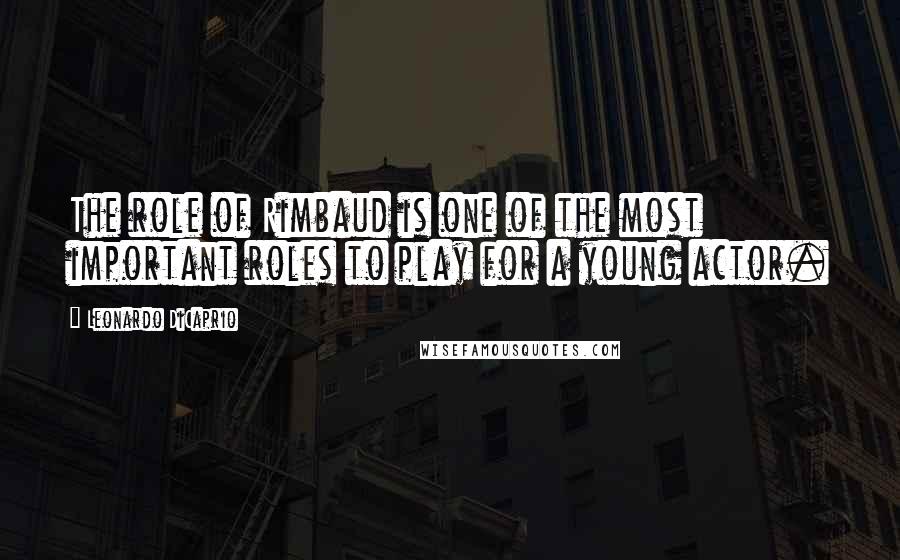 Leonardo DiCaprio Quotes: The role of Rimbaud is one of the most important roles to play for a young actor.