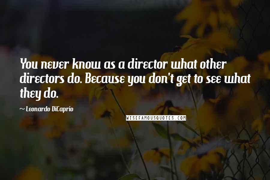 Leonardo DiCaprio Quotes: You never know as a director what other directors do. Because you don't get to see what they do.