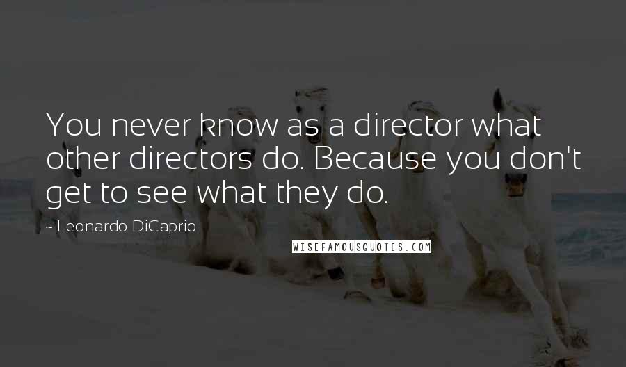 Leonardo DiCaprio Quotes: You never know as a director what other directors do. Because you don't get to see what they do.