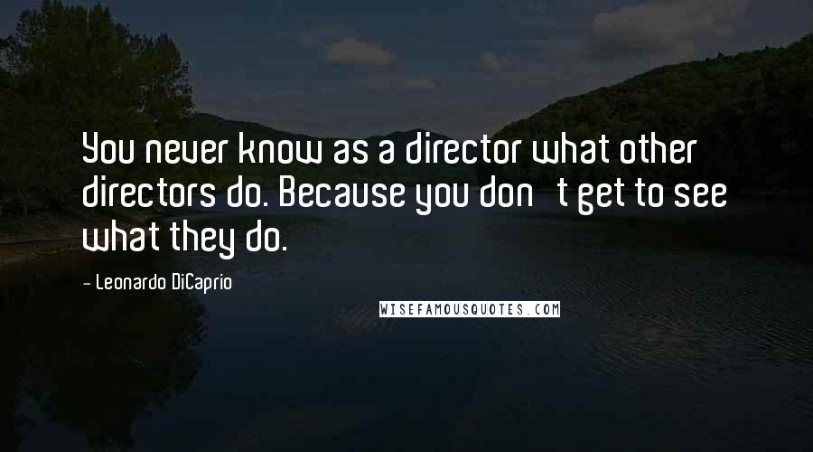 Leonardo DiCaprio Quotes: You never know as a director what other directors do. Because you don't get to see what they do.