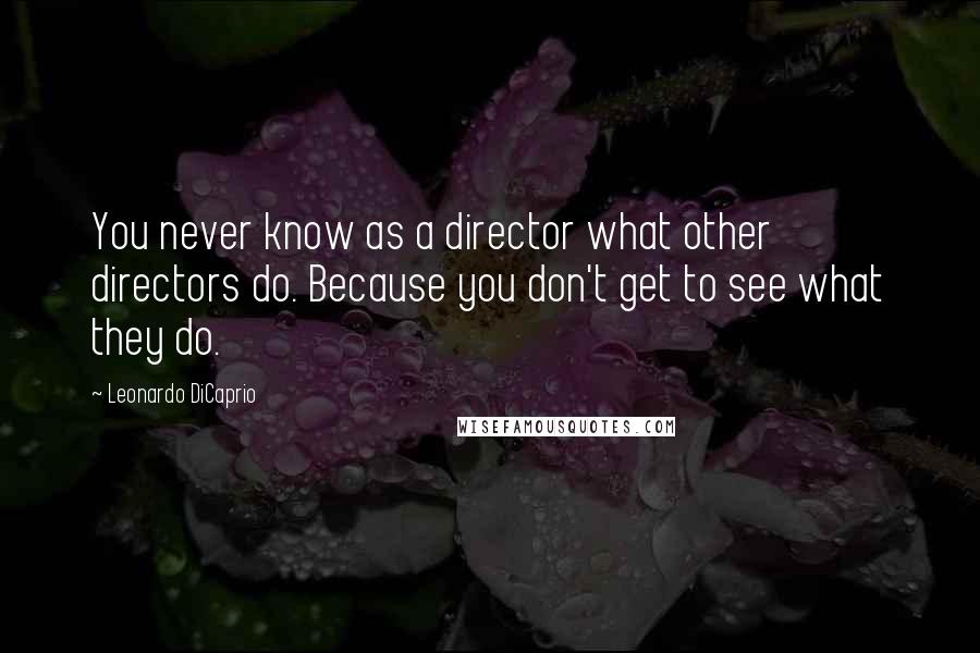 Leonardo DiCaprio Quotes: You never know as a director what other directors do. Because you don't get to see what they do.