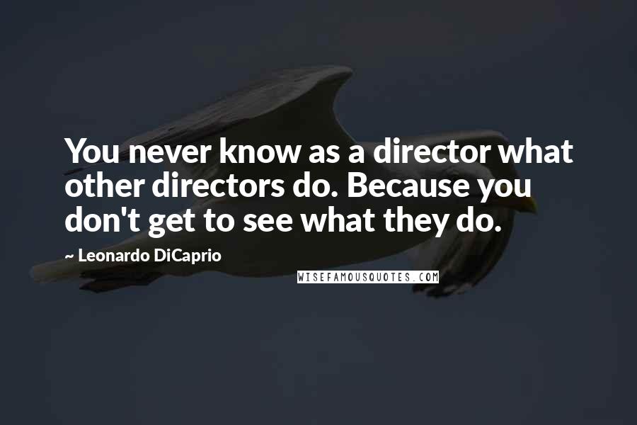 Leonardo DiCaprio Quotes: You never know as a director what other directors do. Because you don't get to see what they do.