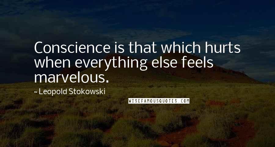 Leopold Stokowski Quotes: Conscience is that which hurts when everything else feels marvelous.