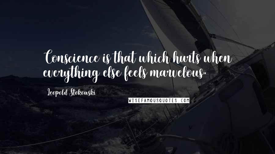 Leopold Stokowski Quotes: Conscience is that which hurts when everything else feels marvelous.