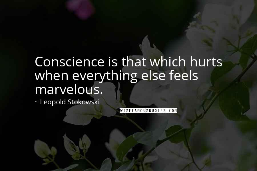 Leopold Stokowski Quotes: Conscience is that which hurts when everything else feels marvelous.